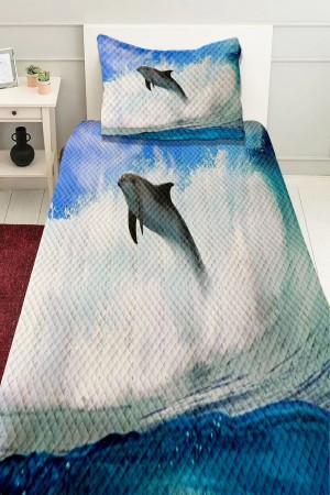 Yunus Deniz  Desenli Baskılı Dekoratif Yatak Örtüsü Tek Kişilik Yastıklı Pike Takımı Yunus Deniz  Desenli Baskılı Dekoratif Yatak Örtüsü Tek Kişilik Yastıklı Pike Takımı