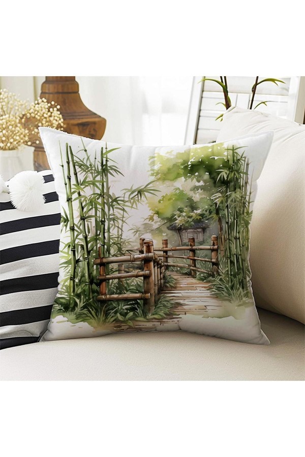 4 lü Set Kırlent Kılıfı Yeşil Doğa Kız Desenli Dijital Baskılı Hediyelik 4 lü Set Kırlent Kılıfı Yeşil Doğa Kız Desenli Dijital Baskılı Hediyelik
