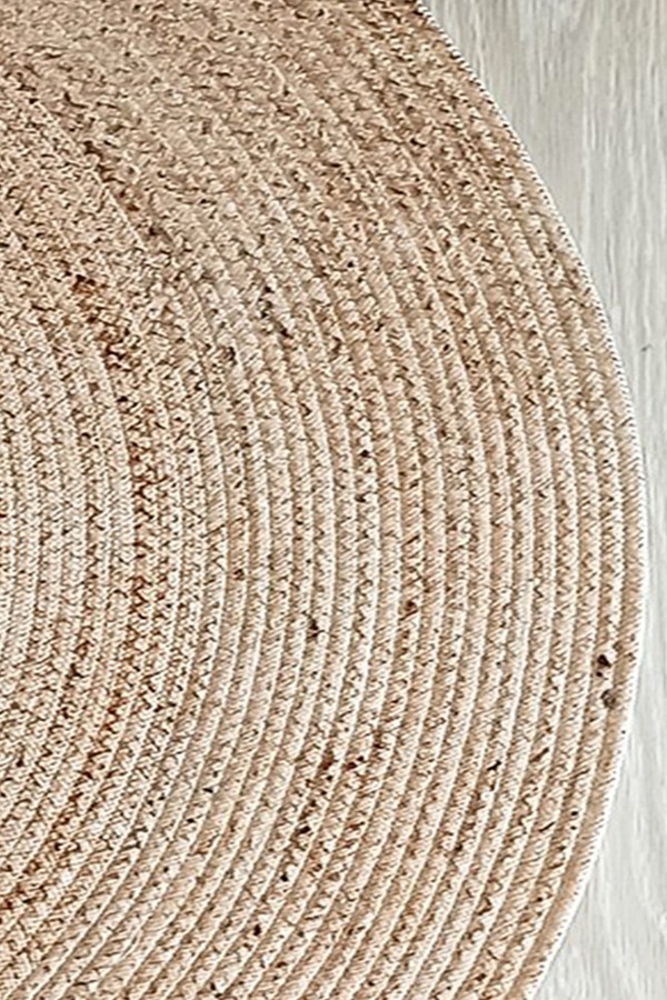 Etnik Otantik Desenli Oval Örme Jüt Örgü Halı Hasır Kilim