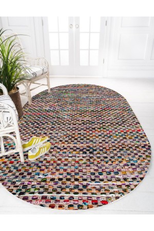 Else Renkli Ipli Desenli Oval Örme Jüt Örgü Halı Hasır Kilim Else Renkli Ipli Desenli Oval Örme Jüt Örgü Halı Hasır Kilim