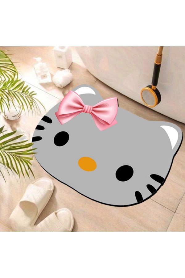 Else Kedili Su Emici Duş Önü Banyo Paspası Klozet Tek Parça Hayvanlı Banyo Halısı