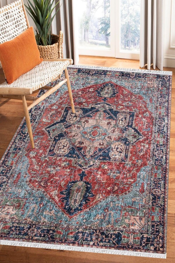 Bambu Serisi Vintage Yıkanabilir Kaymaz Taban Modern Salon Halısı Klasik Kilim Bambu Serisi Vintage Yıkanabilir Kaymaz Taban Modern Salon Halısı Klasik Kilim