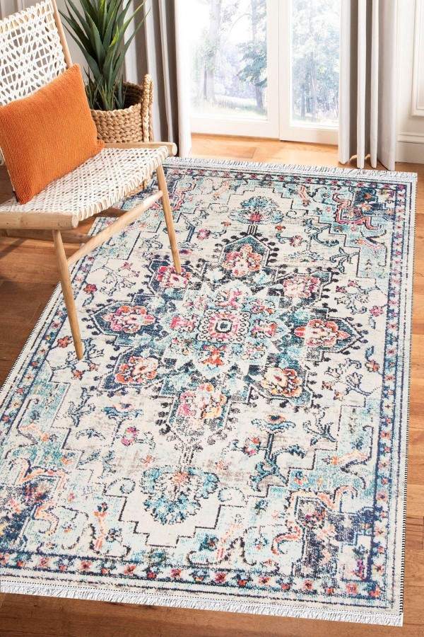 Bambu Serisi Vintage Yıkanabilir Kaymaz Taban Modern Salon Halısı Klasik Kilim No:6 Bambu Serisi Vintage Yıkanabilir Kaymaz Taban Modern Salon Halısı Klasik Kilim No:6