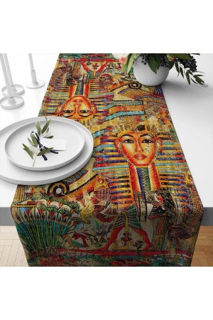 Mısır Hitit Etnik Desenli Baskılı Leke Tutmaz Dertsiz Dekoratif Runner Örtüsü 40x140cm Mısır Hitit Etnik Desenli Baskılı Leke Tutmaz Dertsiz Dekoratif Runner Örtüsü 40x140cm