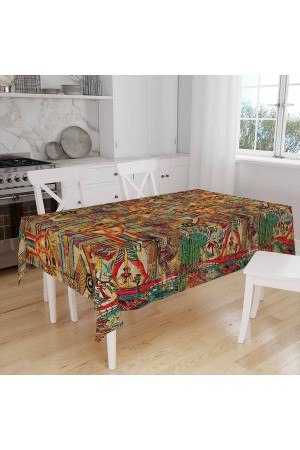 Çini Türk Desenli Dijital Baskılı Leke Tutmaz Dertsiz Kumaş Masa Örtüsü Sofra Bezi