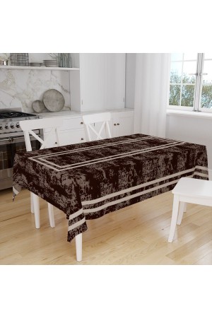 Gri Geometrik Desenli Dijital Baskılı Leke Tutmaz Dertsiz Kumaş Masa Örtüsü Sofra Bezi