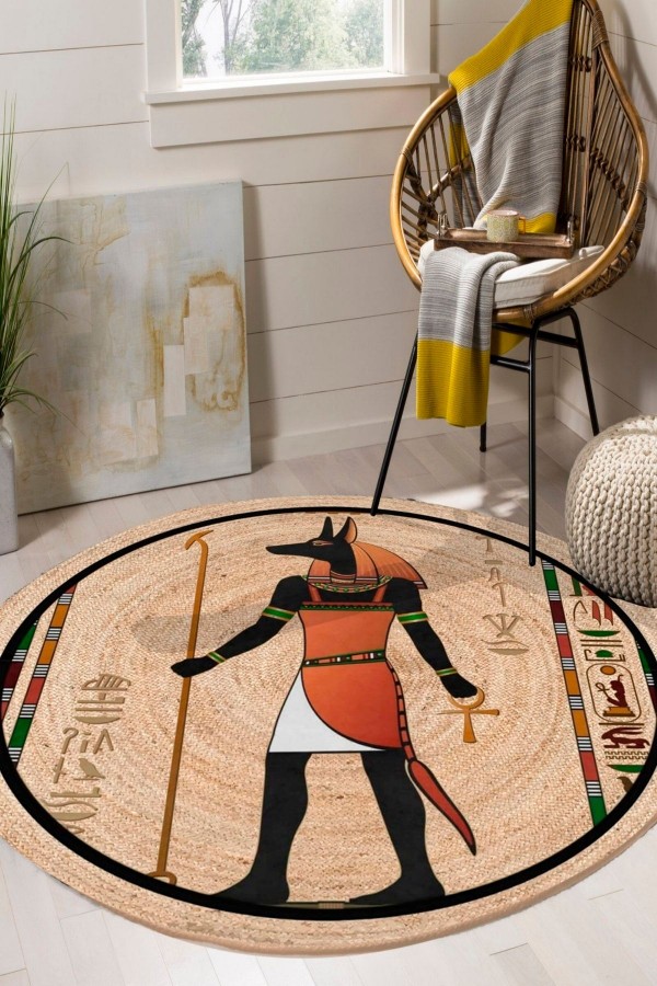 Mısır Firavun Otantik Bolero Örme Jüt Örgü Halı Hasır Kilim