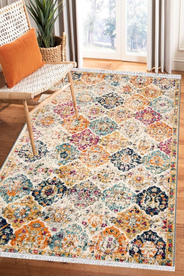 Else Bambu Serisi Vintage Yıkanabilir Kaymaz Taban Modern Salon Halısı Klasik Kilim No:3 Else Bambu Serisi Vintage Yıkanabilir Kaymaz Taban Modern Salon Halısı Klasik Kilim No:3