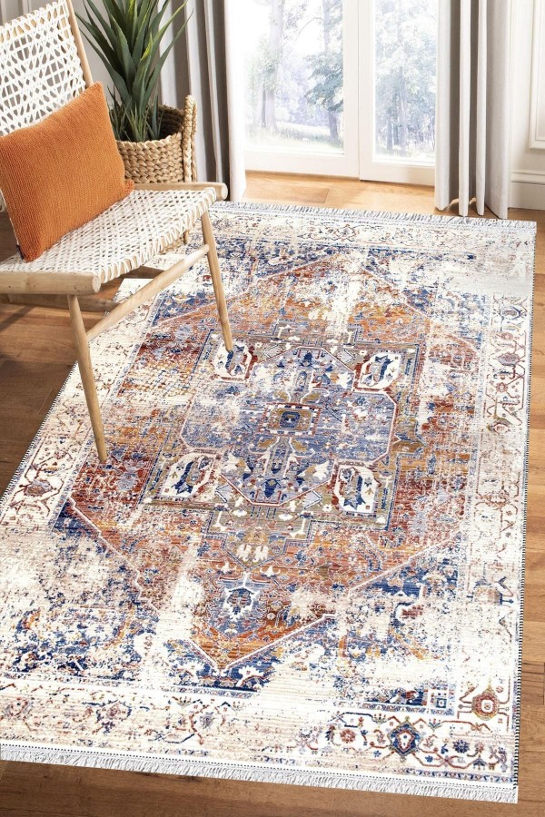 Bambu Serisi Vintage Yıkanabilir Kaymaz Taban Modern Salon Halısı Klasik Kilim No:11 Bambu Serisi Vintage Yıkanabilir Kaymaz Taban Modern Salon Halısı Klasik Kilim No:11