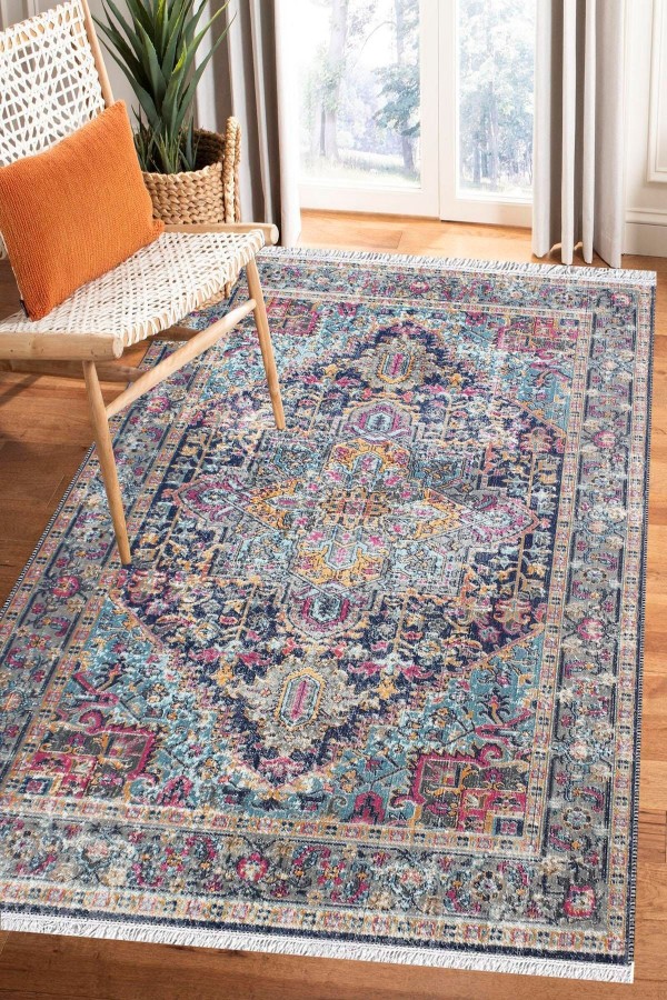Bambu Serisi Vintage Yıkanabilir Kaymaz Taban Modern Salon Halısı Klasik Kilim Bambu Serisi Vintage Yıkanabilir Kaymaz Taban Modern Salon Halısı Klasik Kilim