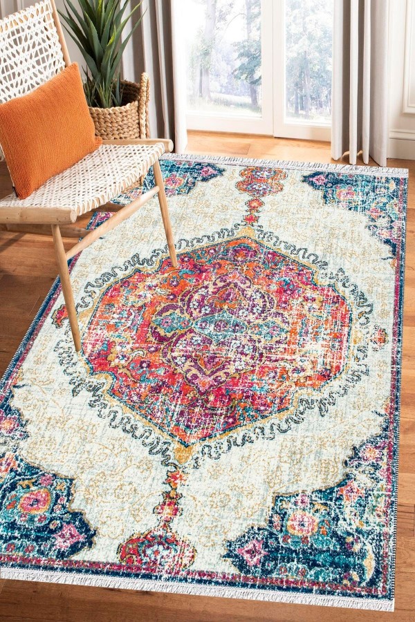 Else Bambu Serisi Vintage Yıkanabilir Kaymaz Taban Modern Salon Halısı Klasik Kilim No:32 Else Bambu Serisi Vintage Yıkanabilir Kaymaz Taban Modern Salon Halısı Klasik Kilim No:32