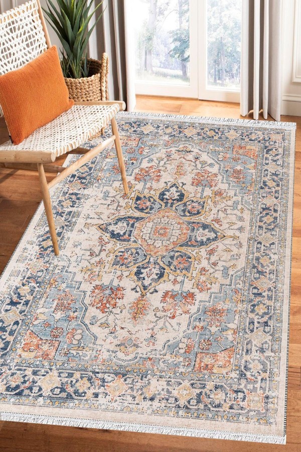 Else Bambu Serisi Vintage Yıkanabilir Kaymaz Taban Modern Salon Halısı Klasik Kilim No:33 Else Bambu Serisi Vintage Yıkanabilir Kaymaz Taban Modern Salon Halısı Klasik Kilim No:33