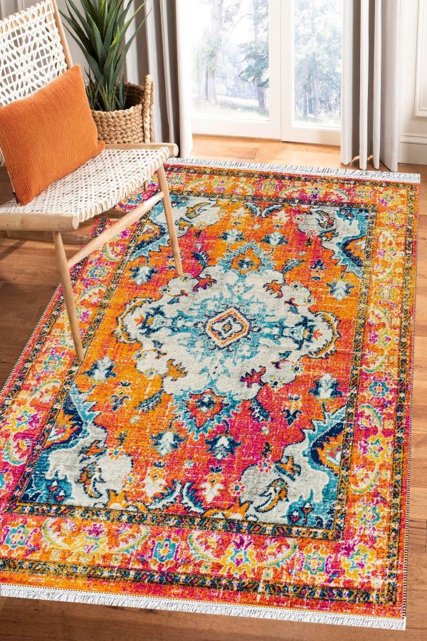 Bambu Serisi Vintage Yıkanabilir Kaymaz Taban Modern Salon Halısı Klasik Kilim No:16 Bambu Serisi Vintage Yıkanabilir Kaymaz Taban Modern Salon Halısı Klasik Kilim No:16