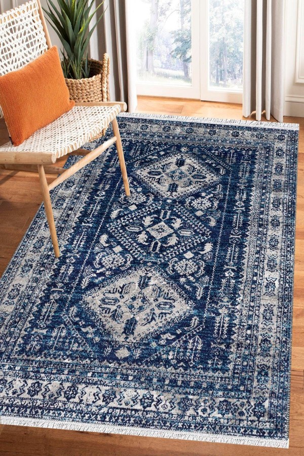 Else Bambu Serisi Vintage Yıkanabilir Kaymaz Taban Modern Salon Halısı Klasik Kilim No:7 Else Bambu Serisi Vintage Yıkanabilir Kaymaz Taban Modern Salon Halısı Klasik Kilim No:7