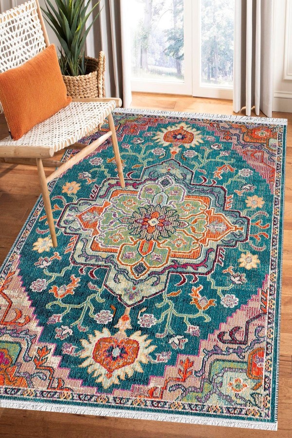 Else Bambu Serisi Vintage Yıkanabilir Kaymaz Taban Modern Salon Halısı Klasik Kilim No:18 Else Bambu Serisi Vintage Yıkanabilir Kaymaz Taban Modern Salon Halısı Klasik Kilim No:18