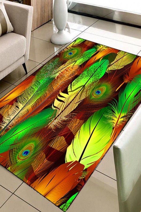 Else 3 Boyutlu Tavus Kuşu Taşli Dekoratif Modern 3D Halilar