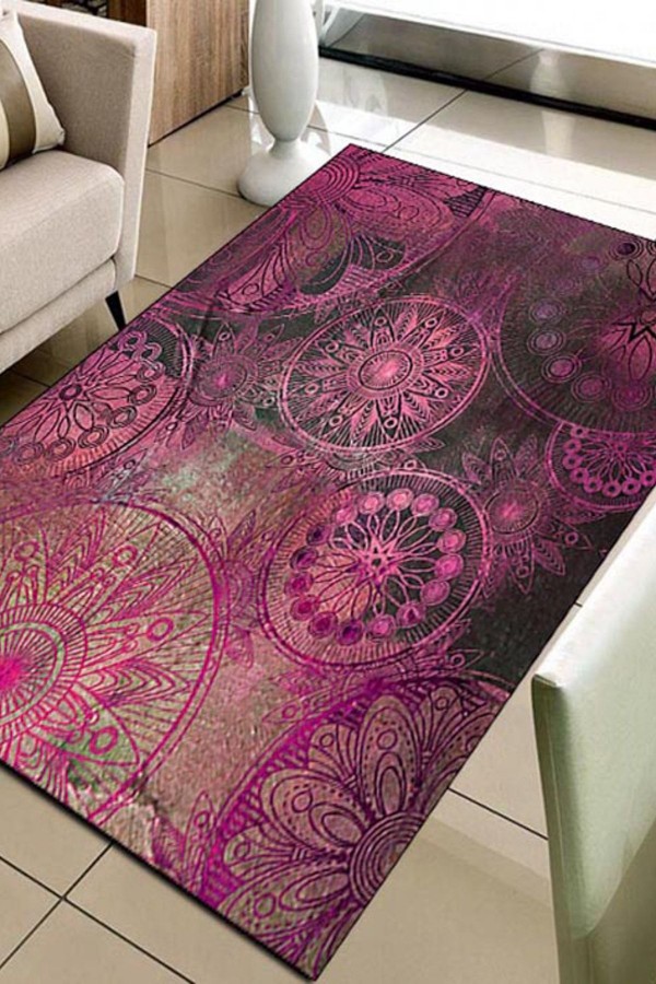 Else Hali Mor Vintage Motif 3D Baskili Modern Halilar Else Hali Mor Vintage Motif 3D Baskili Modern Halilar