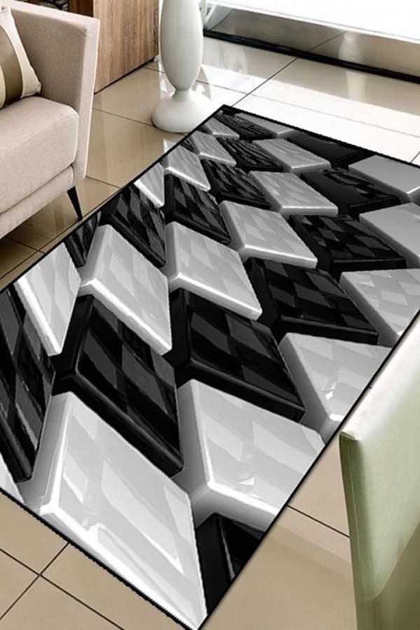 Else Hali Siyah Beyaz Kutular 3D Modern 3D Salon Halilari Else Hali Siyah Beyaz Kutular 3D Modern 3D Salon Halilari
