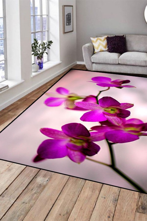 Else Hali Mor Cicek 3D Modern Dekoratif 3D Salon Halilari Else Hali Mor Cicek 3D Modern Dekoratif 3D Salon Halilari