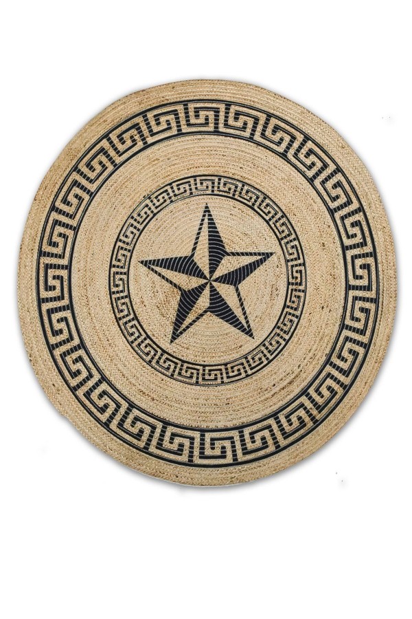Yıldızlı Bolero Örme Jüt Örgü Halı Hasır Kilim