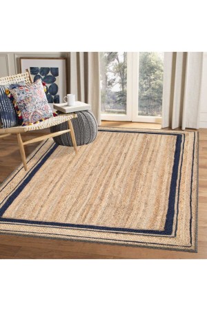 Else Siyah Çizgiler Kahverengi Jüt Hasır Görünümlü Yıkanabilir Salon Halısı Else Siyah Çizgiler Kahverengi Jüt Hasır Görünümlü Yıkanabilir Salon Halısı