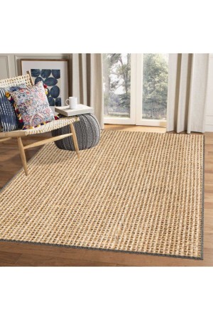 Else Doğal Kahverengi Jüt Hasır Görünümlü Yıkanabilir Salon Halısı