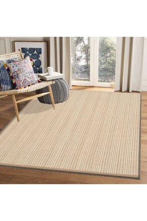 Else Kahverengi Ipler Desenli Jüt Hasır Görünümlü Yıkanabilir Salon Halısı