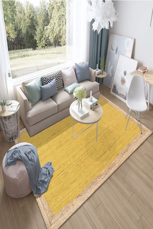 Else Kahverengi Bordürlü Sarı Kaymaz 3d Desenli Baskılı Salon Halısı Else Kahverengi Bordürlü Sarı Kaymaz 3d Desenli Baskılı Salon Halısı