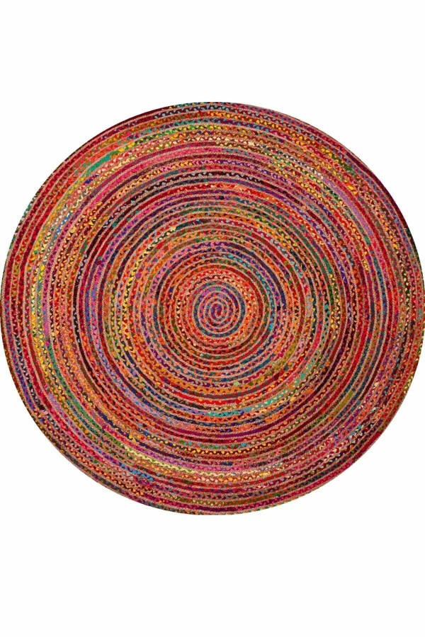 Renkli Çizgiler Bolero Örme Jüt Örgü Halı Hasır Kilim