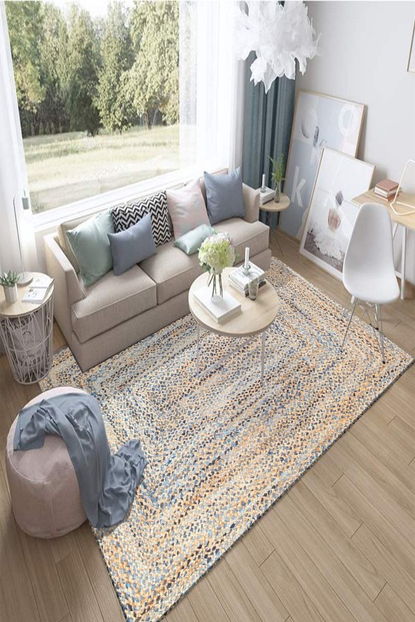 Else Mavi Sarı Dikdörtgenler Kaymaz 3d Desenli Baskılı Salon Halısı Else Mavi Sarı Dikdörtgenler Kaymaz 3d Desenli Baskılı Salon Halısı