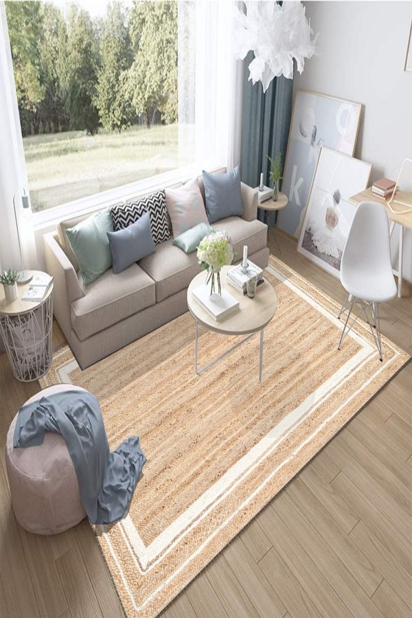Else Beyaz Bordür Kahverengi Kaymaz 3d Desenli Baskılı Salon Halısı Else Beyaz Bordür Kahverengi Kaymaz 3d Desenli Baskılı Salon Halısı