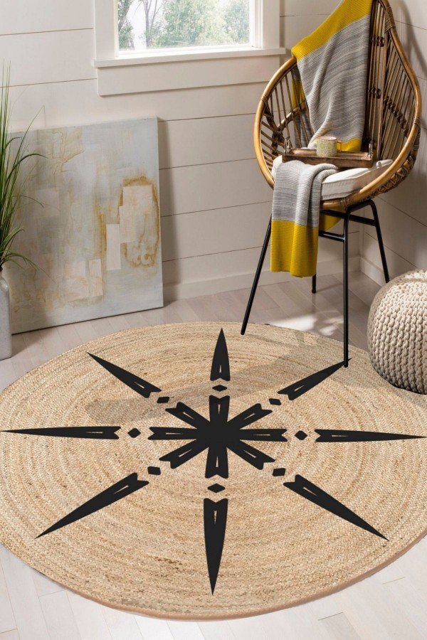 Etnik Mandala Bolero Örme Jüt Örgü Halı Hasır Kilim 02
