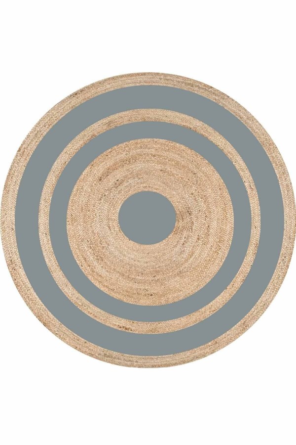 Gri Çizgili Bolero Örme Jüt Örgü Halı Hasır Kilim