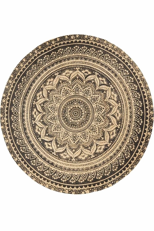 Mandala Otantik Bolero Örme Jüt Örgü Halı Hasır Kilim