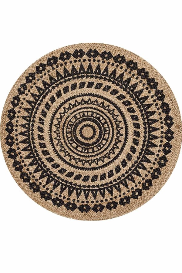Otantik Çizgili Bolero Örme Jüt Örgü Halı Hasır Kilim