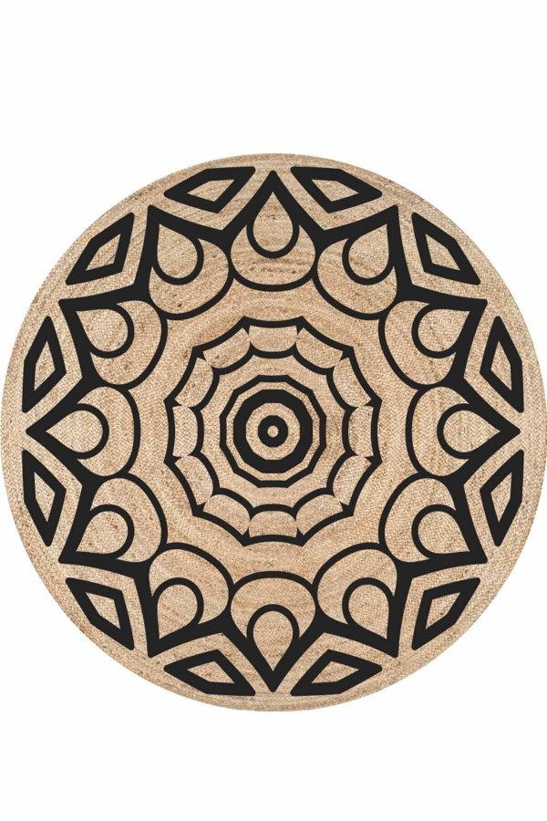Etnik Mandala Bolero Örme Jüt Örgü Halı Hasır Kilim 01