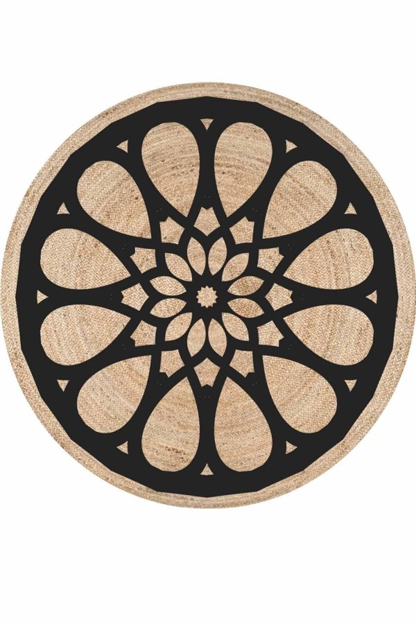 Else Etnik Mandala Bolero Örme Jüt Örgü Halı Hasır Kilim 03