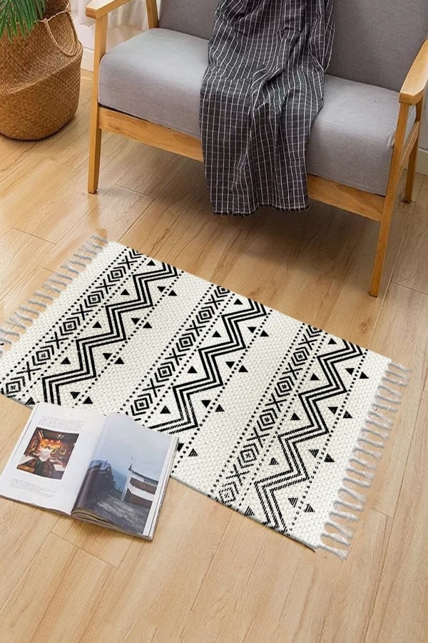 Else Desenli Yıkanabilir Modern Kara Tezgah Vintage Dokuma Kilim Else Desenli Yıkanabilir Modern Kara Tezgah Vintage Dokuma Kilim