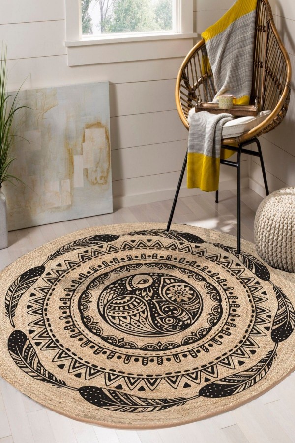 Bohem Tüyler Bolero Örme Jüt Örgü Halı Hasır Kilim