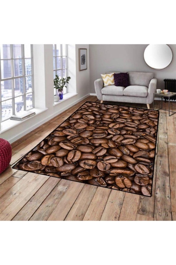 Kahve Çekirdeği Modern Dekoratif Salon Mutfak Halısı 80x150 Kahve Çekirdeği Modern Dekoratif Salon Mutfak Halısı 80x150