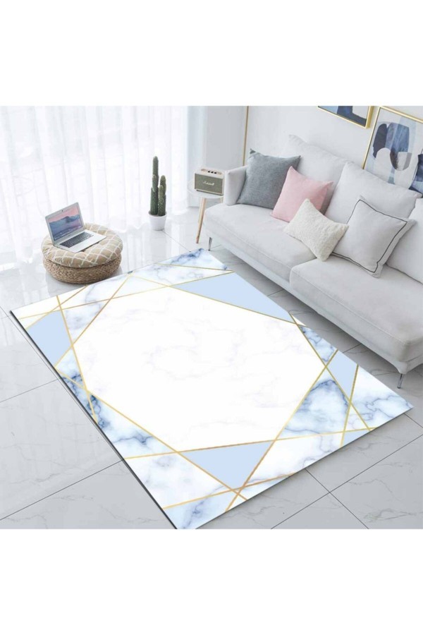 Else Mavi Bordurlu Iskandinav Modern Desenli Salon Halısı 80x150 Else Mavi Bordurlu Iskandinav Modern Desenli Salon Halısı 80x150