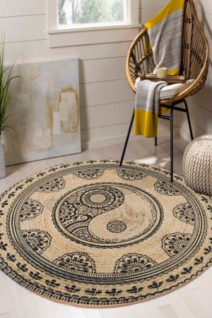 Ying Yang Bohem Bolero Örme Jüt Örgü Halı Hasır Kilim Ying Yang Bohem Bolero Örme Jüt Örgü Halı Hasır Kilim