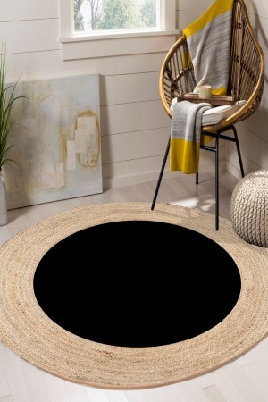 Siyah Bolero Örme Jüt Örgü Halı Hasır Kilim