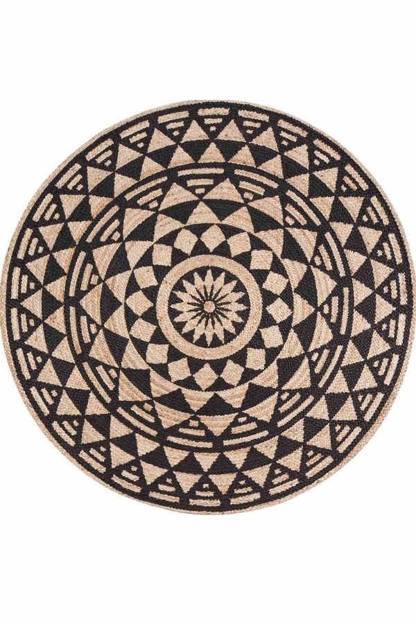 Mandala Bolero Örme Jüt Örgü Halı Hasır Kilim