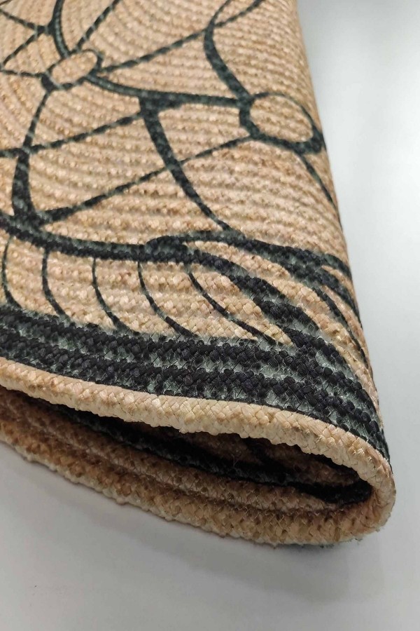 Bej El Örgü Yuvarlak Dekoratif Jüt Hasır Kilim Bkj09
