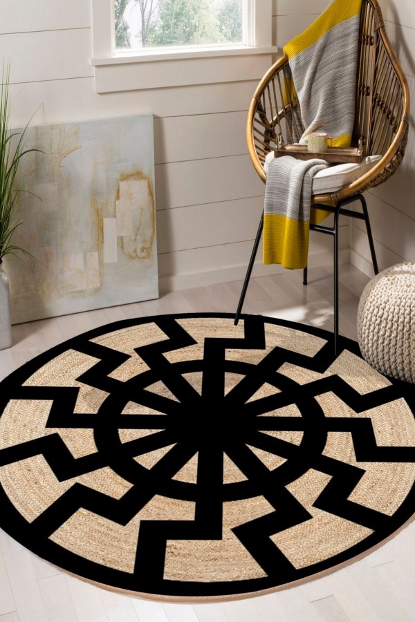 Yaşam Çiçeği Bolero Örme Jüt Örgü Halı Hasır Kilim