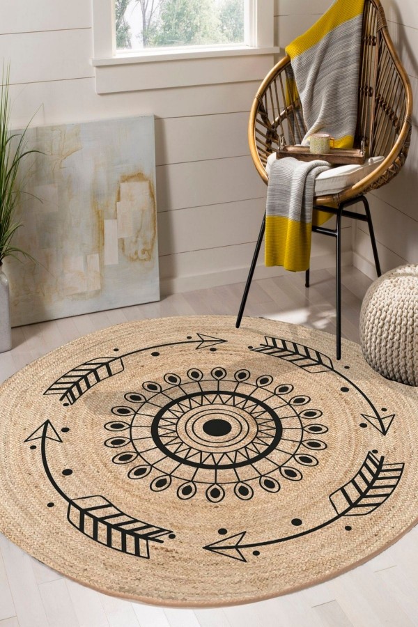Bohem Oklar Bolero Örme Jüt Örgü Halı Hasır Kilim