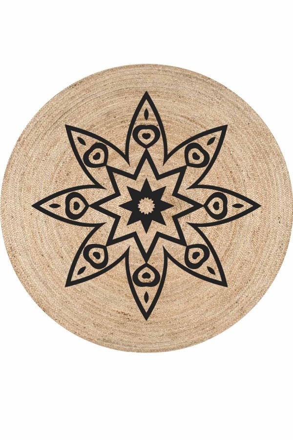 Mandala Yıldızlı Bolero Örme Jüt Örgü Halı Hasır Kilim