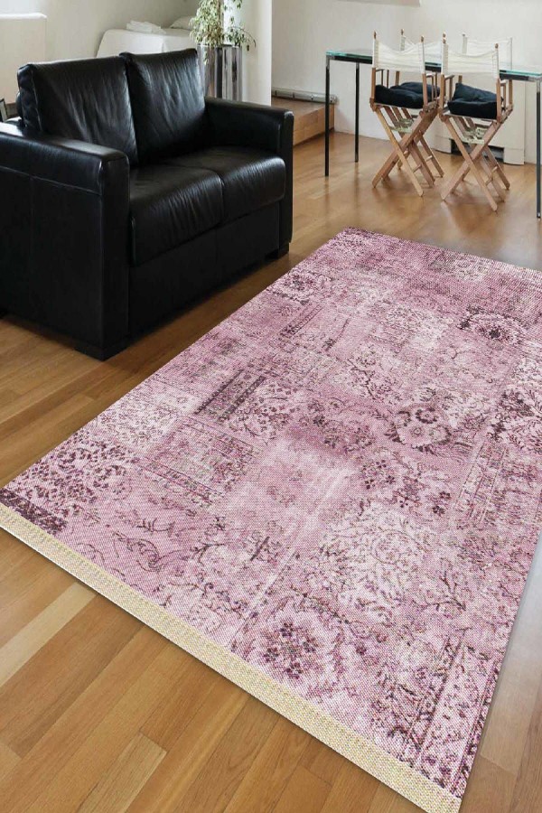 Else Pembe Eskitme Klasik Dekoratif Saçaklı Ince Kilim Halı Else Pembe Eskitme Klasik Dekoratif Saçaklı Ince Kilim Halı