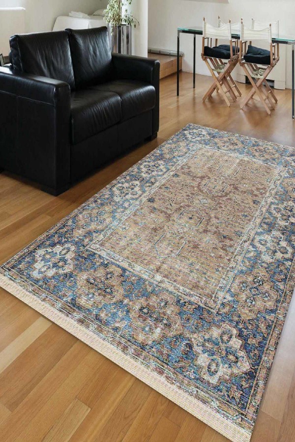 Else Mavi Eskitme Retro Klasik Dekoratif Saçaklı Ince Kilim Halı Else Mavi Eskitme Retro Klasik Dekoratif Saçaklı Ince Kilim Halı